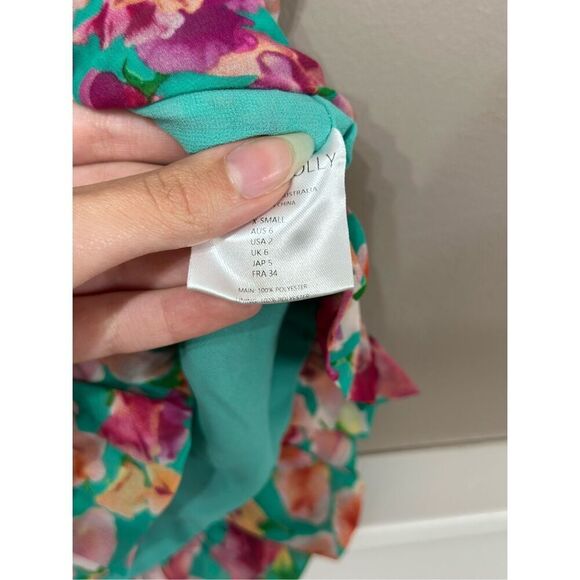 NWOT HELLO MOLLY Vivid Lights Ruched Floral Sweetheart Mini Dress Women's XS - Picture 8 of 14